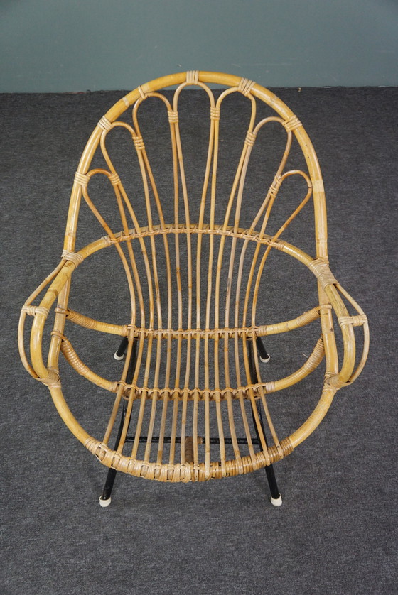 Image 1 of Fauteuil en rotin avec accoudoirs, Dutch Design, 1960