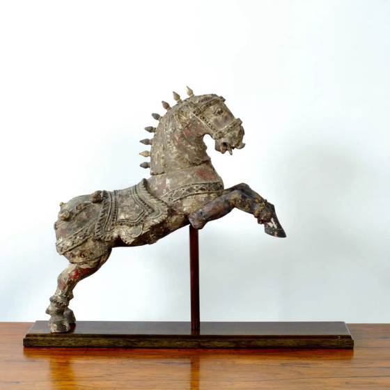 Image 1 of Antique Indian Hindu Wooden Vahanna Horse