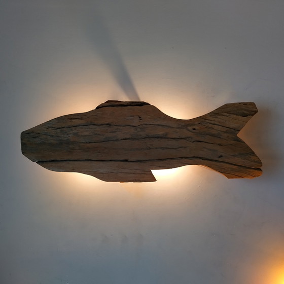 Image 1 of 2x Lampe murale poisson en bois flotté