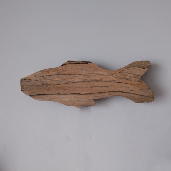 Image 1 of 2x Lampe murale poisson en bois flotté