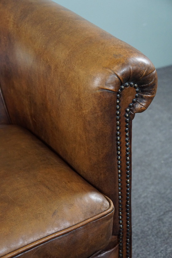 Image 1 of Magnifique fauteuil club confortable en cuir de mouton