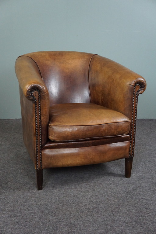 Beautiful comfortable sheep leather club chair