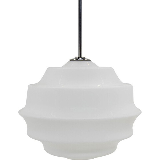 Image 1 of Vintage Art Deco glass pendant lamp, Czechoslovakia 1950