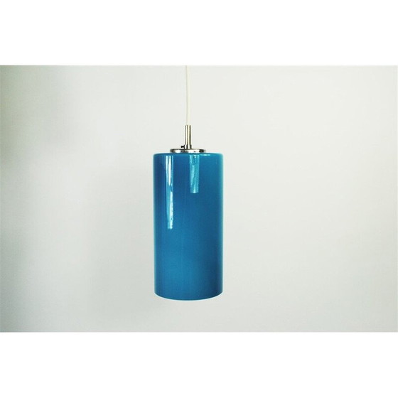 Image 1 of Vintage blue glass pendant lamp by Gino Vistosi for Venini, 1950s