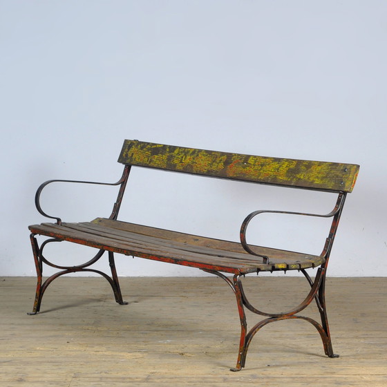 Image 1 of Riveted Iron Park Bench 1920s