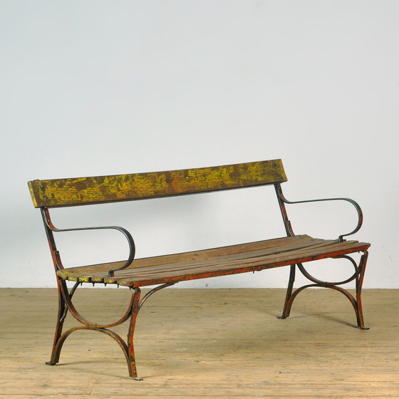 Image 1 of Riveted Iron Park Bench 1920s