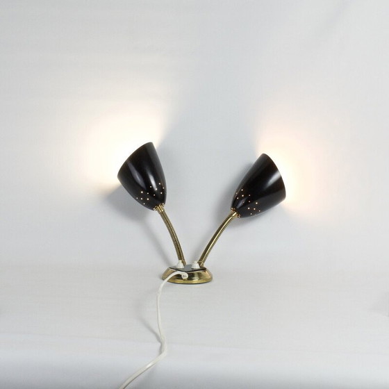 Image 1 of Vintage wall lamp in brass and black lacquered metal, 1950