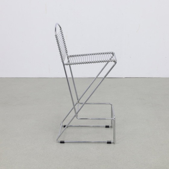 Image 1 of 2X Postmodern Bar Stool In Chromed Metal, 1980s