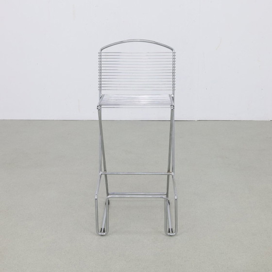 Image 1 of 2X Postmodern Bar Stool In Chromed Metal, 1980s