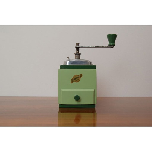 Vintage wood and metal coffee grinder, Germany 1950