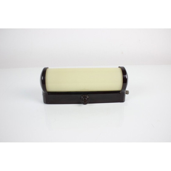 Image 1 of Vintage Art Deco wall lamp in bakelite and glass, Czechoslovakia 1930s