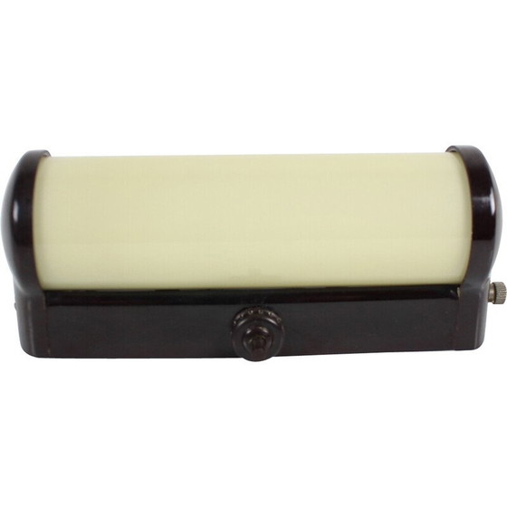 Image 1 of Vintage Art Deco wall lamp in bakelite and glass, Czechoslovakia 1930s