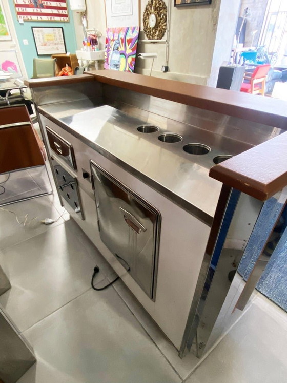 Image 1 of Excepcional y rara barra de Willy Rizzo en cuero y acero inoxidable. 