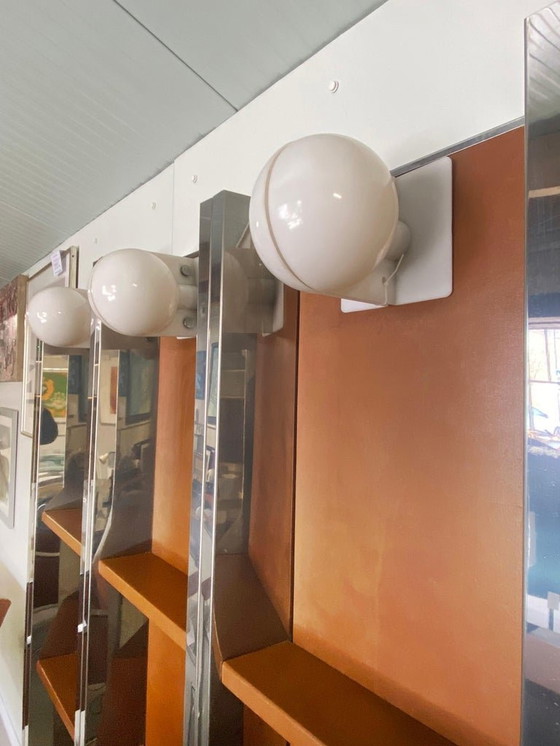 Image 1 of Excepcional y rara barra de Willy Rizzo en cuero y acero inoxidable. 