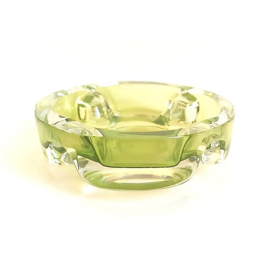 Image 1 of Vintage ashtray in aniseed green crystal Val St Lambert, 1970