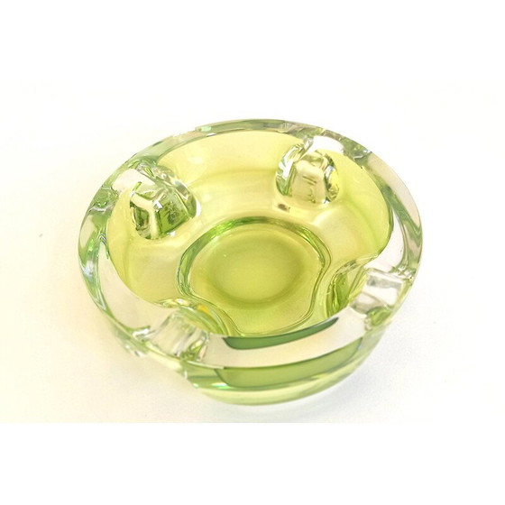 Image 1 of Vintage ashtray in aniseed green crystal Val St Lambert, 1970