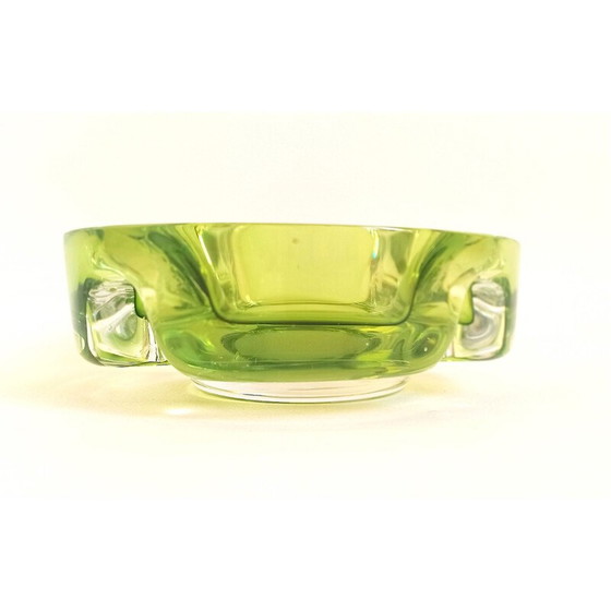 Image 1 of Vintage ashtray in aniseed green crystal Val St Lambert, 1970