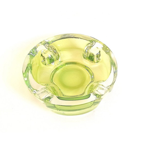 Image 1 of Vintage ashtray in aniseed green crystal Val St Lambert, 1970