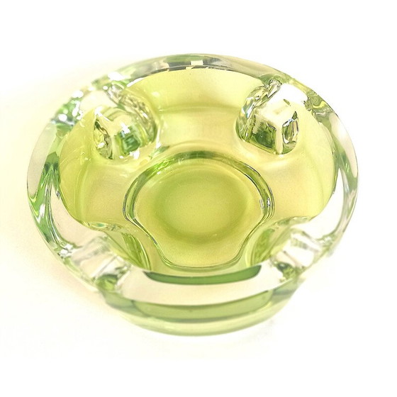 Image 1 of Vintage ashtray in aniseed green crystal Val St Lambert, 1970