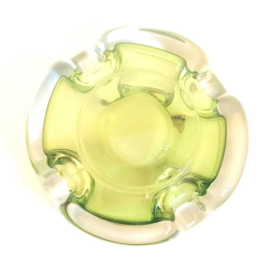 Image 1 of Vintage ashtray in aniseed green crystal Val St Lambert, 1970