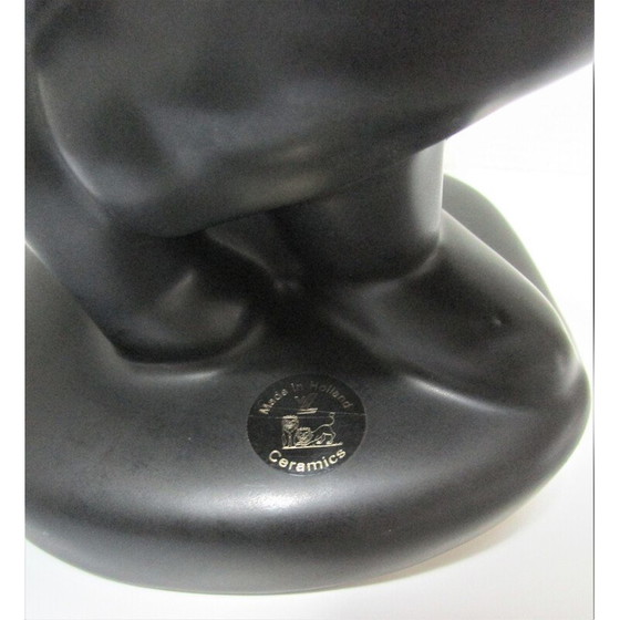 Image 1 of Lampada vintage in ceramica nera a forma di "uomo da strada", Paesi Bassi, anni '80