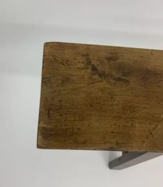 Image 1 of Brutalist solid wooden bench, 1970’s