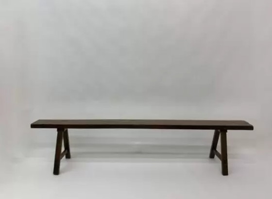 Image 1 of Brutalist solid wooden bench, 1970’s