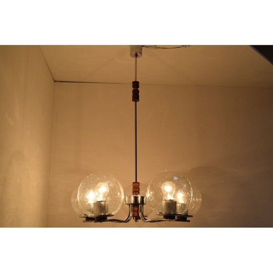 Image 1 of Lampadario in vetro d'epoca, Cecoslovacchia 1960