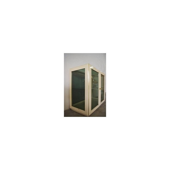 Image 1 of Vintage lacquered wood and glass display cabinet, Italy 1970