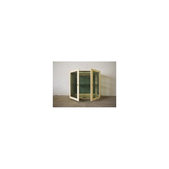 Image 1 of Vintage lacquered wood and glass display cabinet, Italy 1970