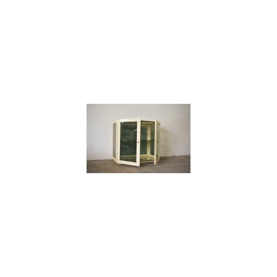 Image 1 of Vintage lacquered wood and glass display cabinet, Italy 1970