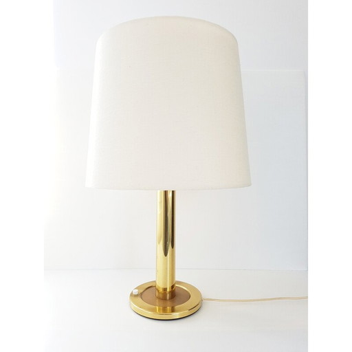 Lampada da tavolo vintage con base scorrevole in ottone dorato, 1970