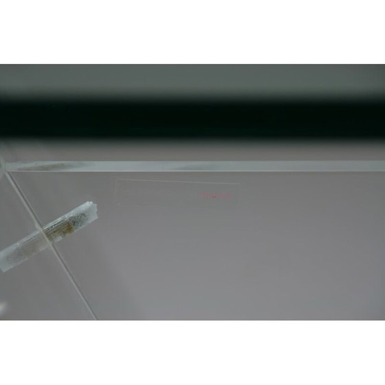 Image 1 of Vintage coffee table " Les invisibles du marais " in plexiglas and glass, France 1980