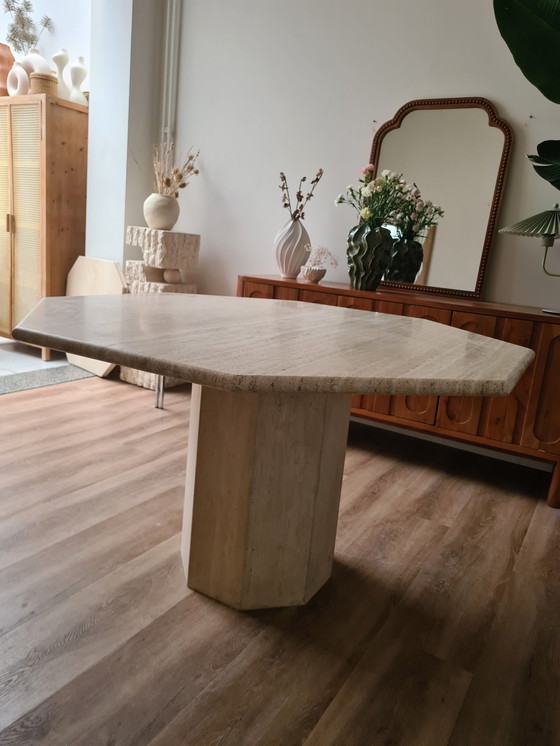 Image 1 of Vintage Traventine Dining Table