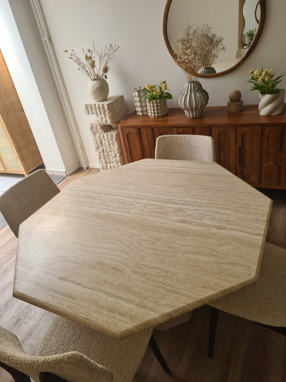 Image 1 of Vintage Traventine Dining Table