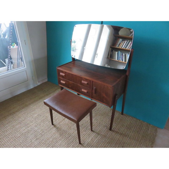 Image 1 of Dressing table with stool, vintage rosewood, Denmark 1960