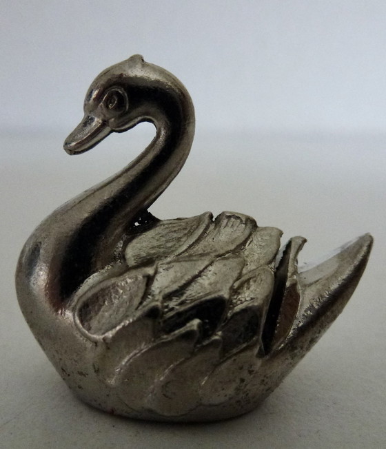 Image 1 of Set Of 6 Name Card Holders - Silver Plated - Swans