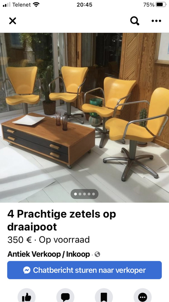 Image 1 of 4x Italian vintage years swivel chair.