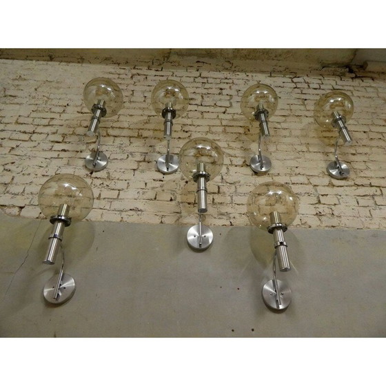 Image 1 of Vintage XL aluminum and smoked glass wall lamp, 1970