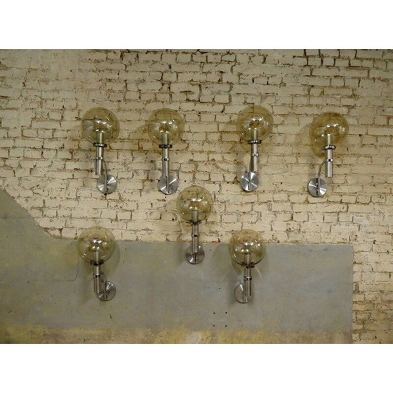 Image 1 of Vintage XL aluminum and smoked glass wall lamp, 1970