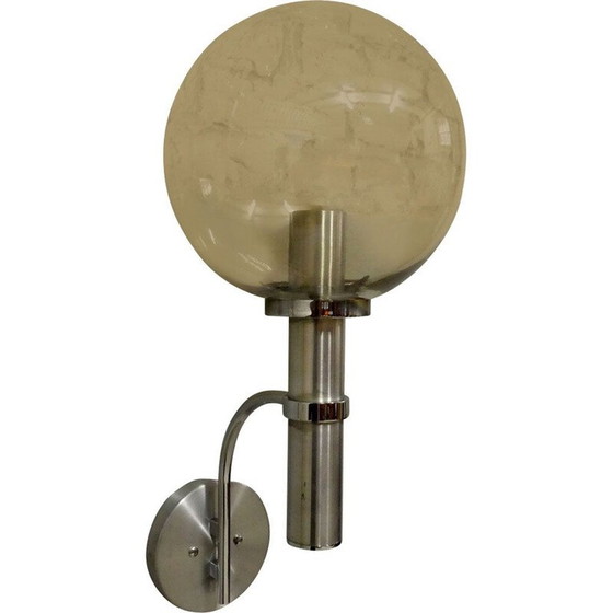Image 1 of Vintage XL aluminum and smoked glass wall lamp, 1970