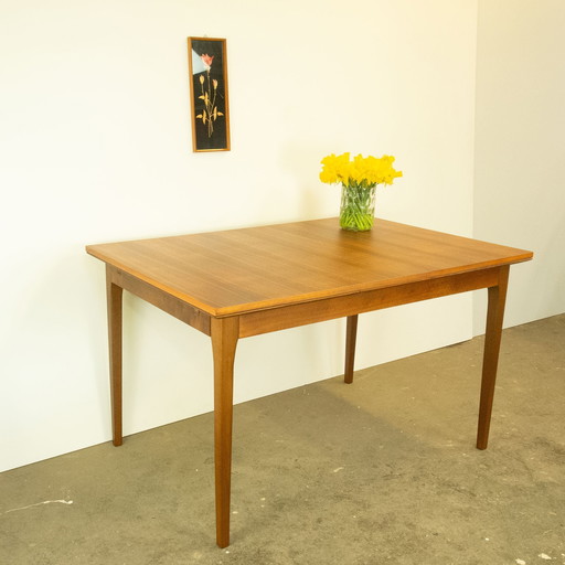 Extendable dining table by Lübke, walnut, beech, 1960s