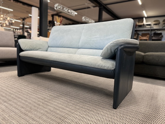 Image 1 of Leolux Catalpa 2.5-seater sofa blue leather Alcantara