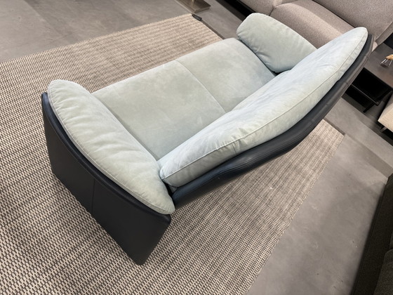 Image 1 of Leolux Catalpa 2.5-seater sofa blue leather Alcantara