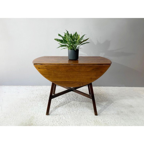 Image 1 of Vintage "Old Colonial 377" drop-leaf table in solid elm and beech by Lucian R Ercolani, 1960
