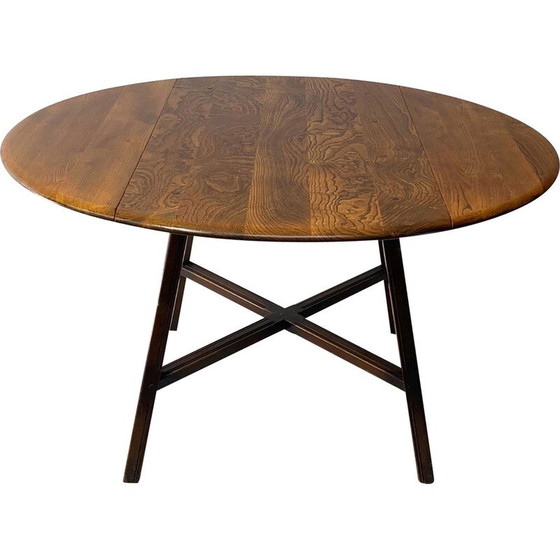 Image 1 of Vintage "Old Colonial 377" drop-leaf table in solid elm and beech by Lucian R Ercolani, 1960