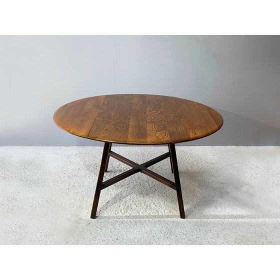 Image 1 of Vintage "Old Colonial 377" drop-leaf table in solid elm and beech by Lucian R Ercolani, 1960