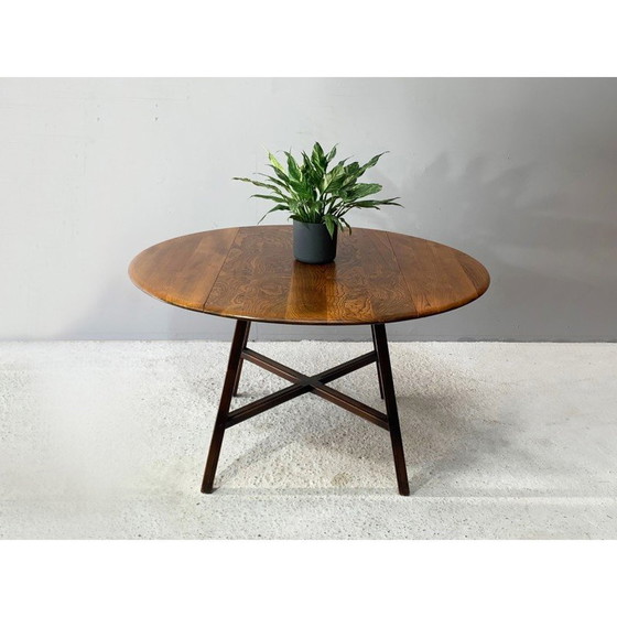 Image 1 of Vintage "Old Colonial 377" drop-leaf table in solid elm and beech by Lucian R Ercolani, 1960