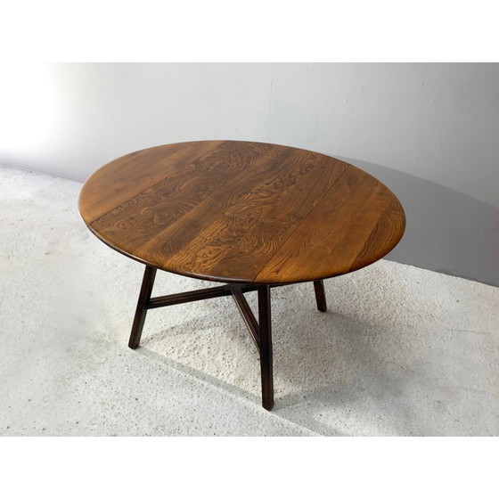 Image 1 of Vintage "Old Colonial 377" drop-leaf table in solid elm and beech by Lucian R Ercolani, 1960