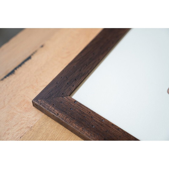 Image 1 of Vintage painting with ash frame and glass, 1980